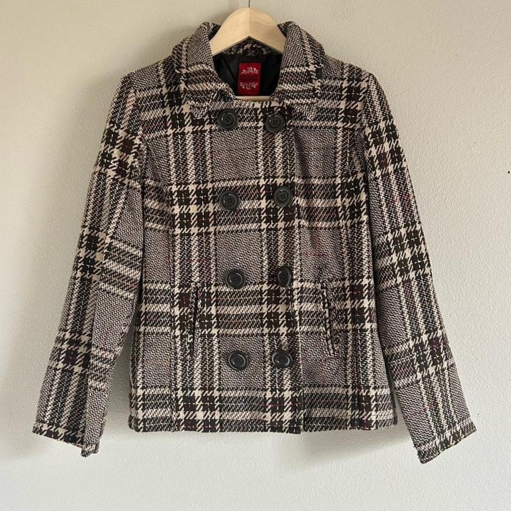 Vintage‎ Y2K Wool blend plaid peacoat Therapy